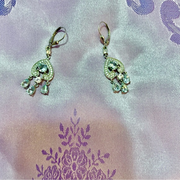 Rare Aquamarine Sparkling Chandelier Earrings - Picture 12 of 12